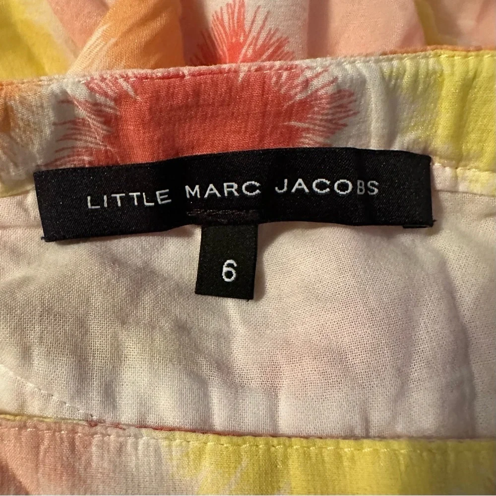 Little Marc Jacobs Girls Silk Blend Pink Yellow Starburst Print Flare Skirt 6